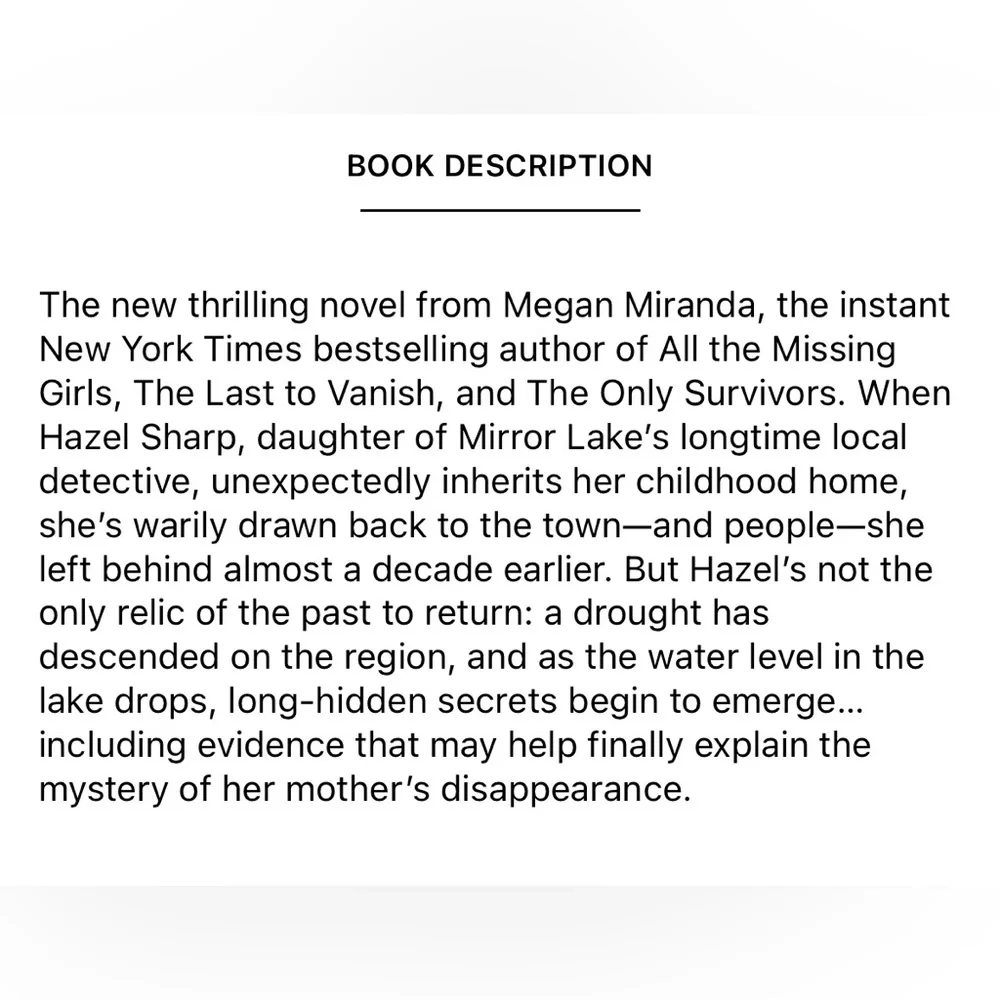 Daughter of Mine by Megan Miranda Hardcover Book Mystery Thriller